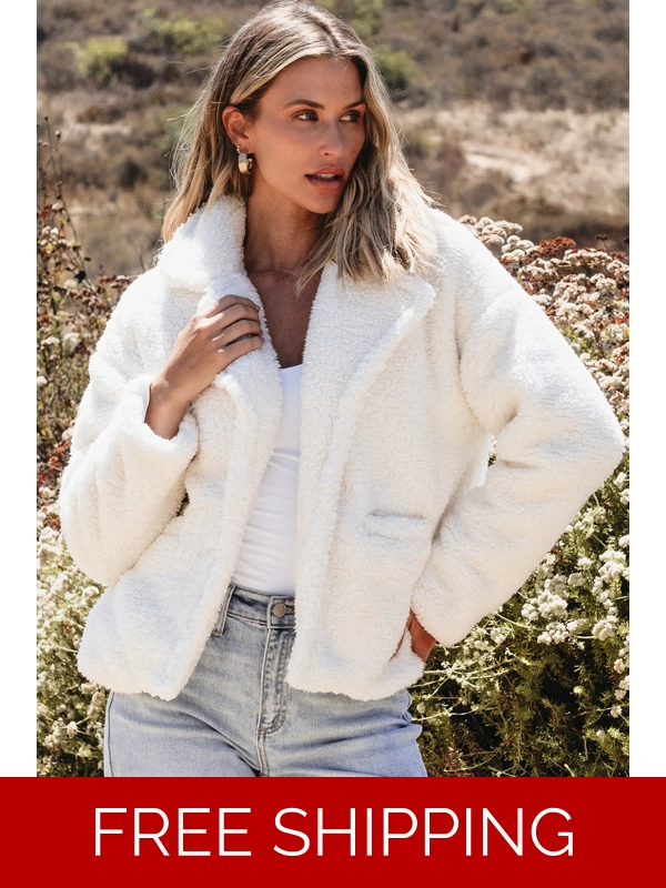 Beige Faux Fur Button Pocketed Lapel Collar Jacket